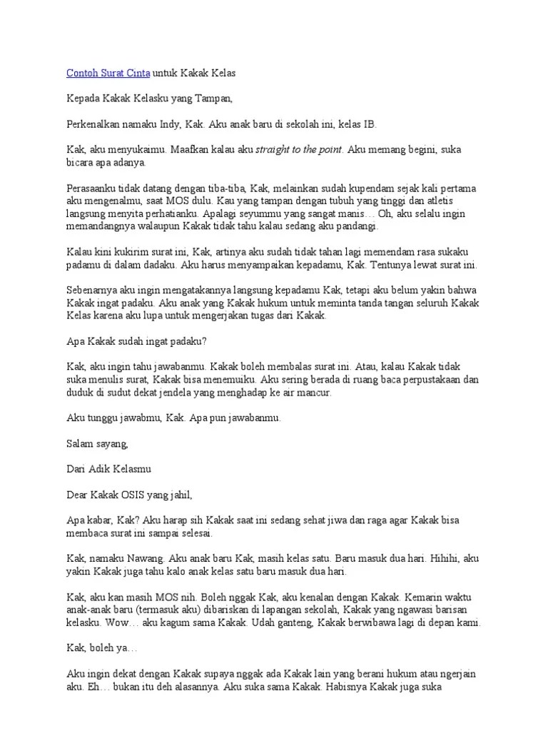 Contoh Surat Cinta Kepada Kakak Kelas - Contoh Surat