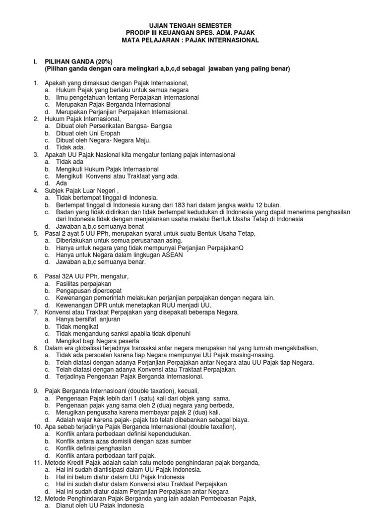 Soal Pajak Internasional | PDF