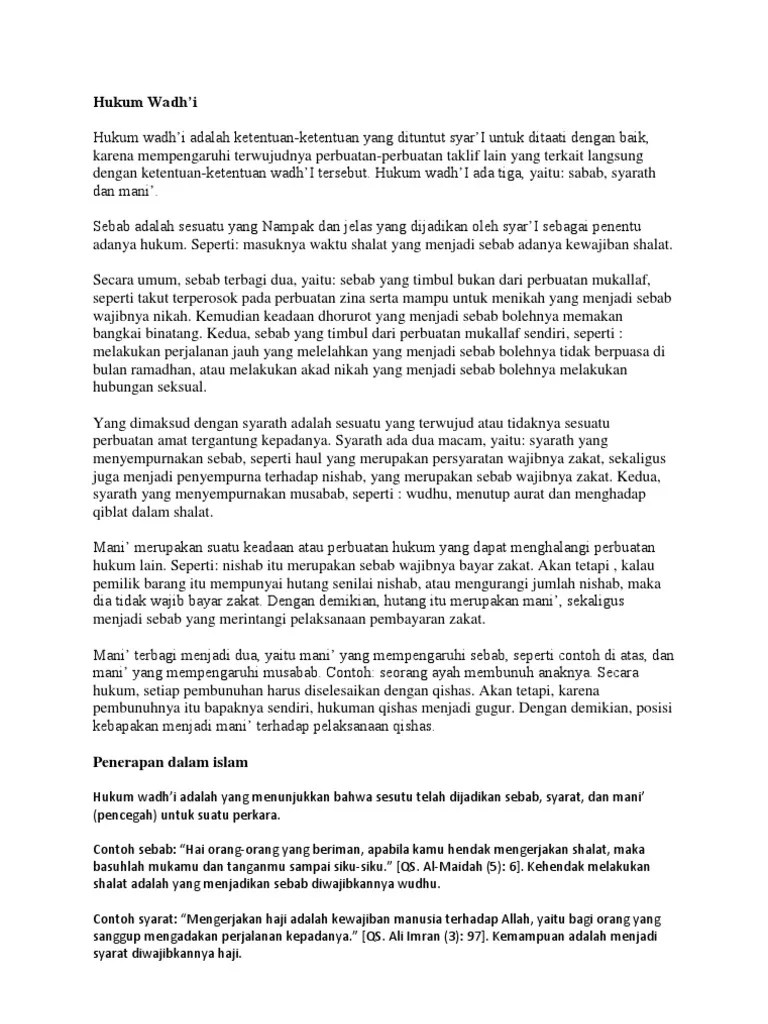 Hukum Wadh&rsquo;i | PDF