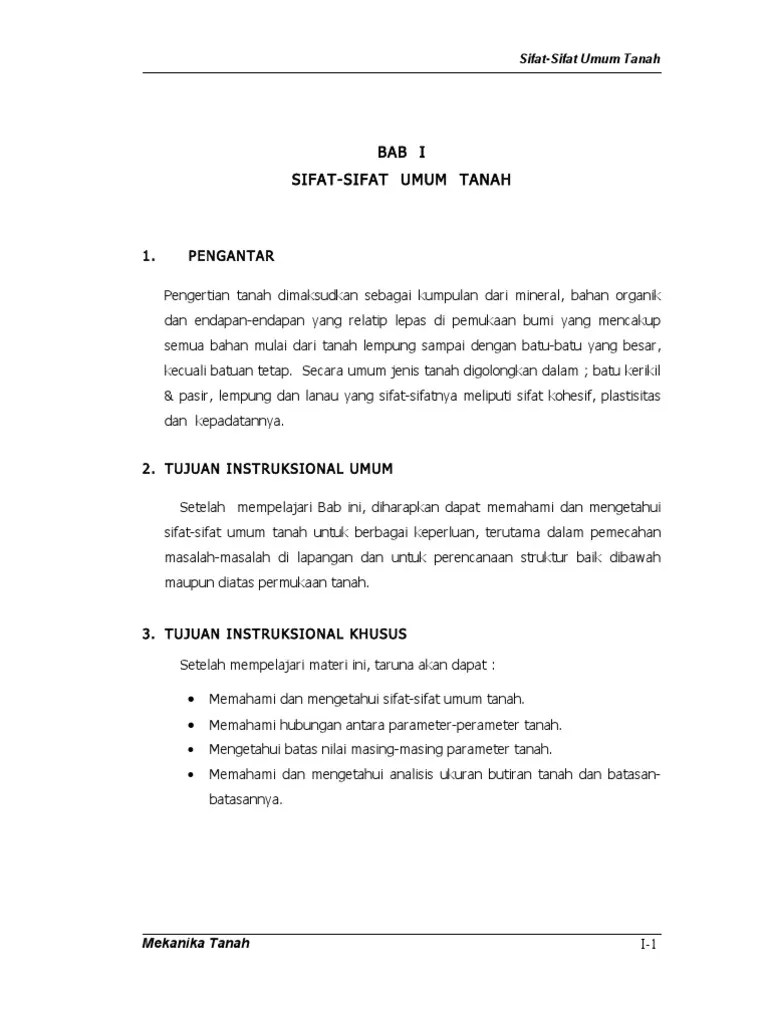 Bab 1 Sifat-Sifat Umum Tanah | PDF