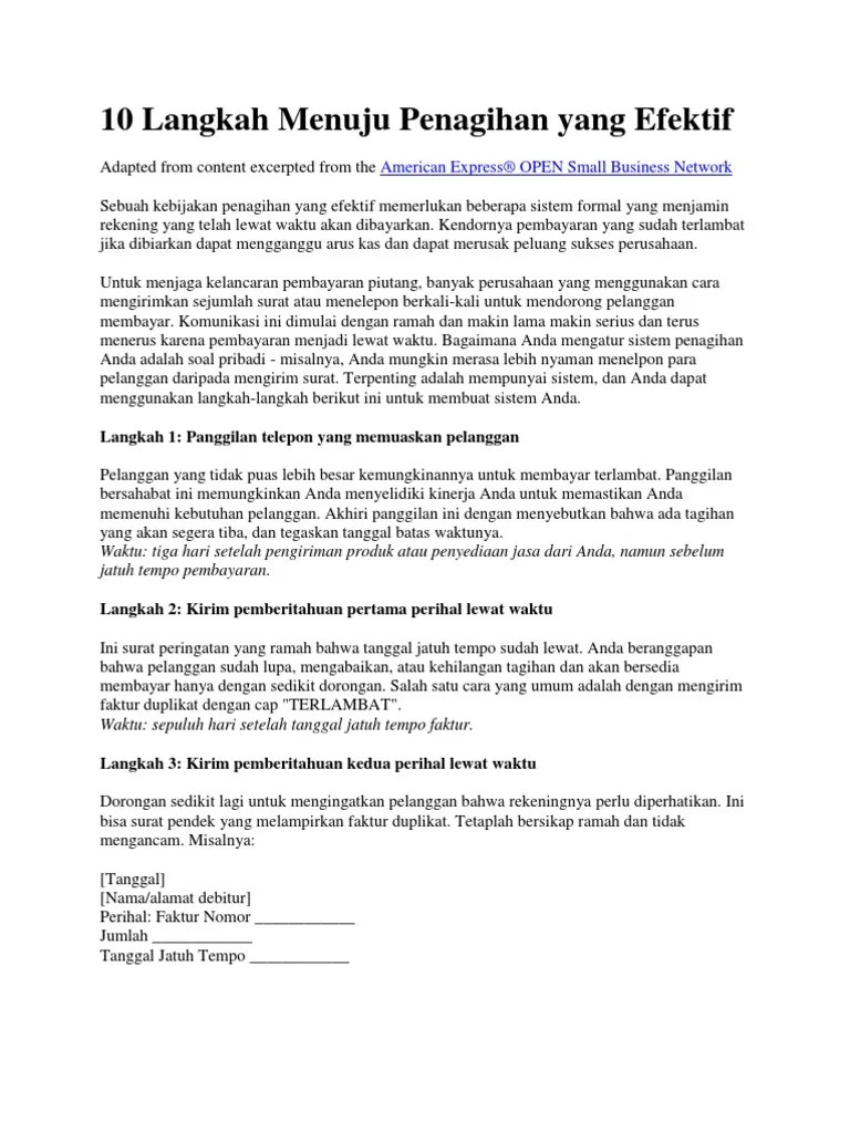 10 Langkah Menuju Penagihan Yang Efektif | PDF