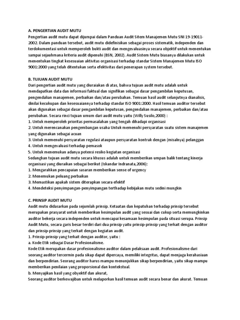 Audit Sistem Manajemen Mutu | PDF