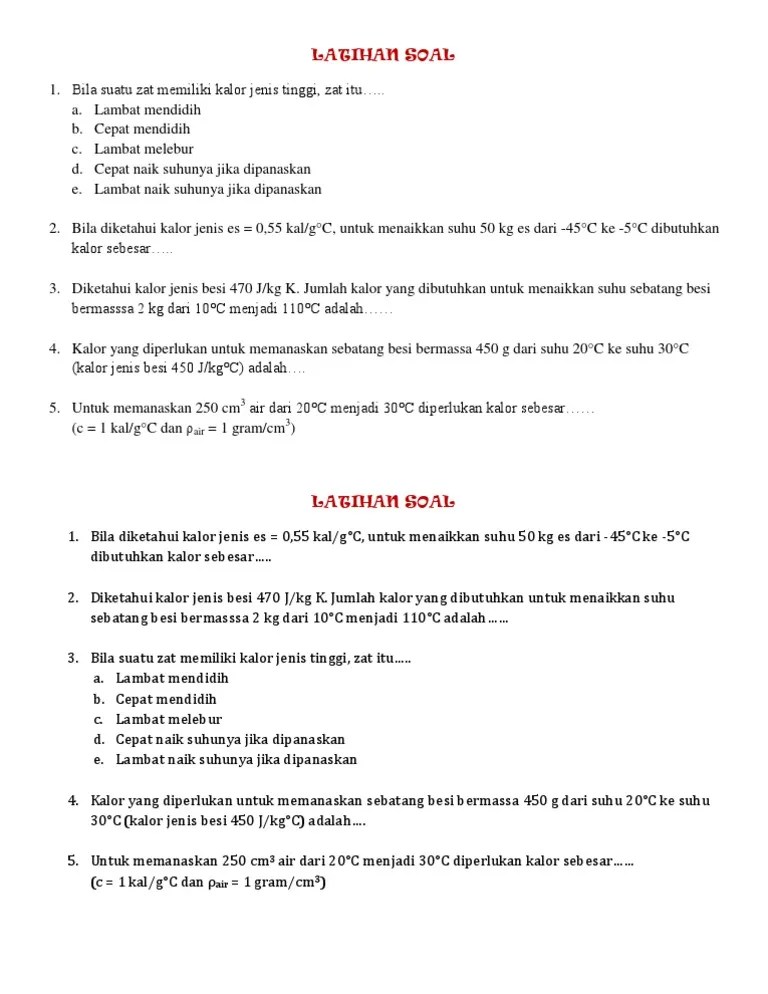 Lat Soal Kalor 1 | PDF