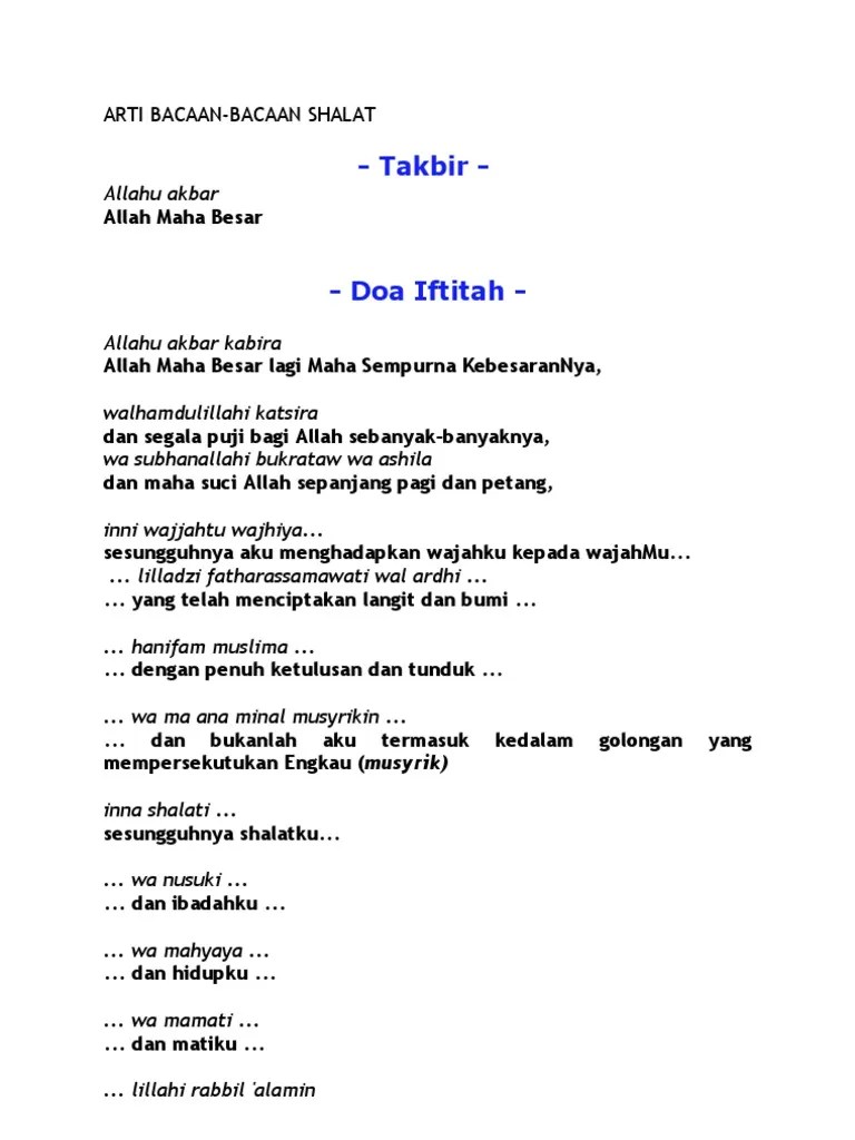 Arti Bacaan-Bacaan Shalat | PDF