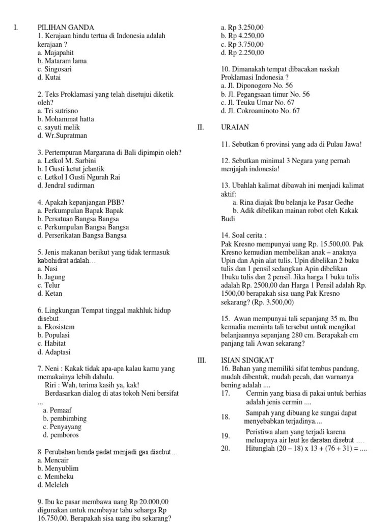 Soal Cerdas Cermat Smp Bahasa Indonesia