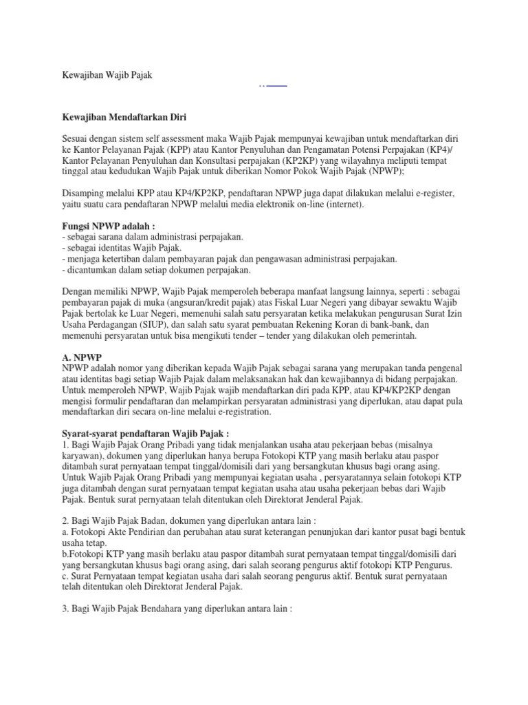 Kewajiban Wajib Pajak | PDF
