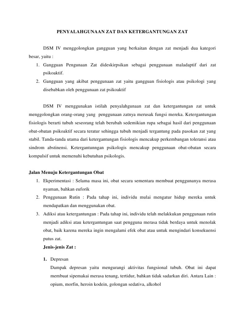 Penyalahgunaan Zat Dan Ketergantungan Zat | PDF