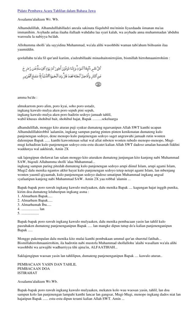 Contoh Pembawa Acara Rapat Bahasa Jawa | Akurat - Faktual - Elegan  Moltoday.com