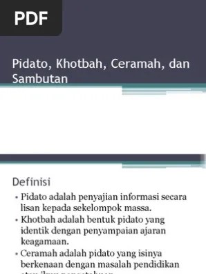 Pidato, Khotbah, Ceramah, Dan Sambutan | PDF