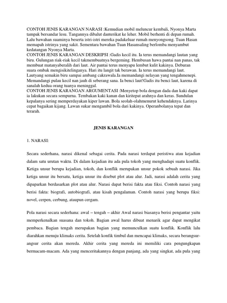 Contoh Jenis Karangan Narasi | PDF
