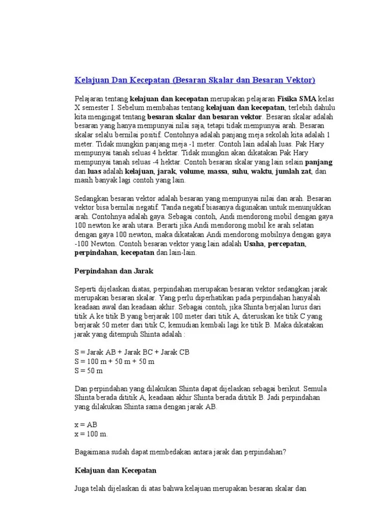 Kelajuan Dan Kecepatan | PDF