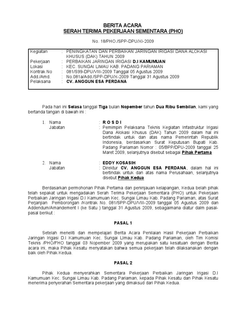 Berita Acara Serah Terima | PDF