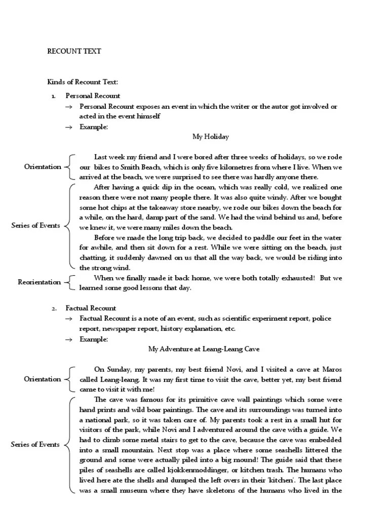 Recount Text Definition In English