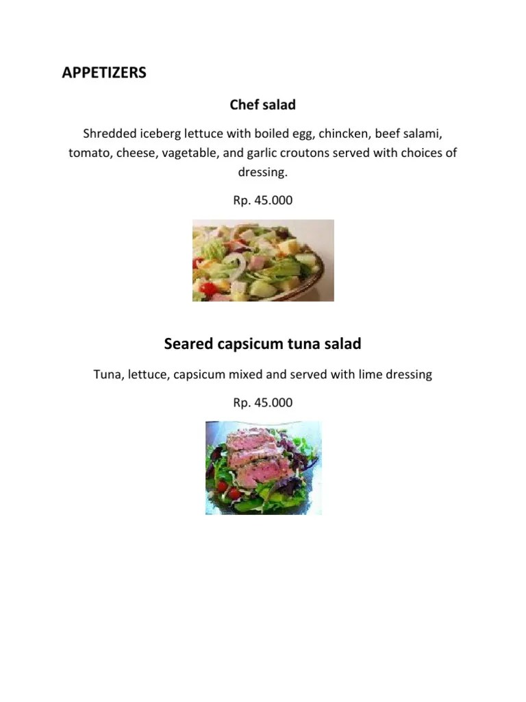 Ala Carte Menu Dan Table D&rsquo;hote | PDF | Salad | Eating Behaviors Of Humans