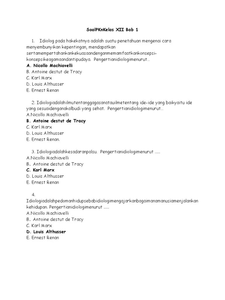 Soal PKN Kelas XII Bab 1 | PDF