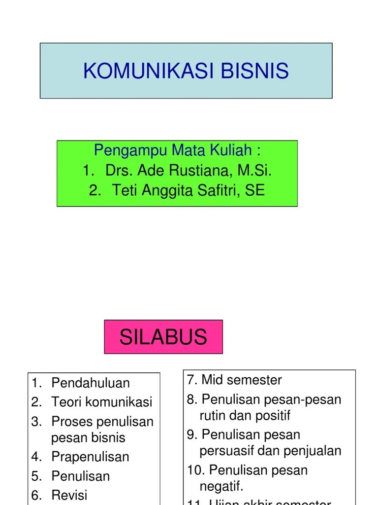Proses Komunikasi Bisnis Pdf