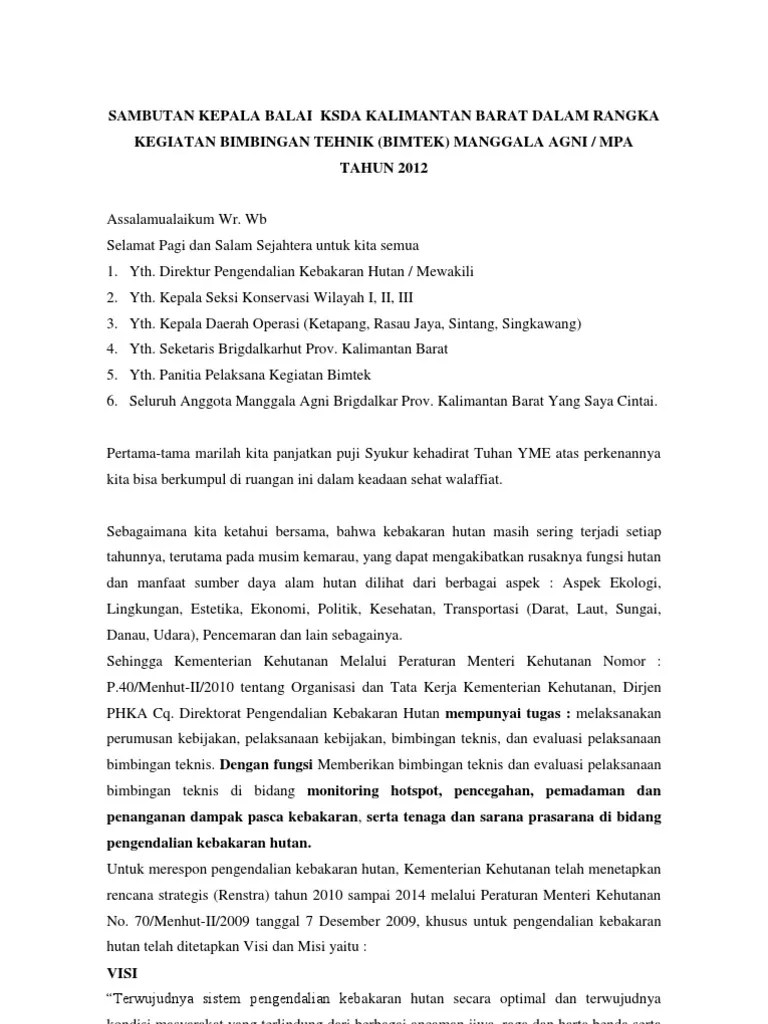 Kata Sambutan Bimtek | PDF