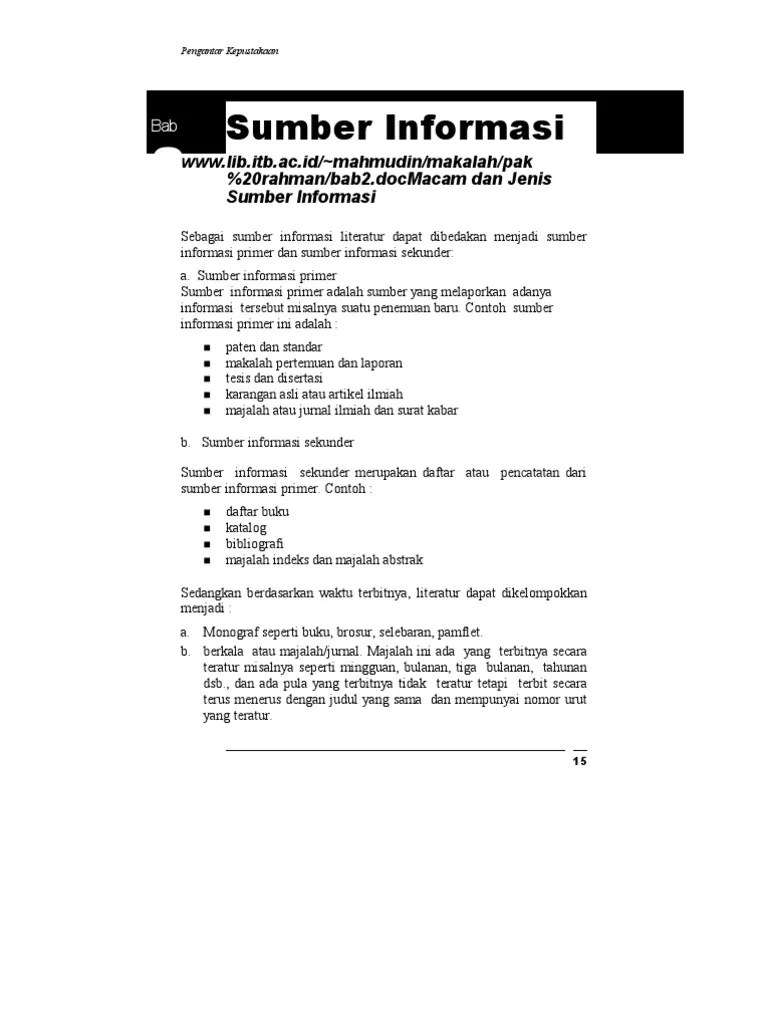 Contoh Sumber Sekunder Adalah