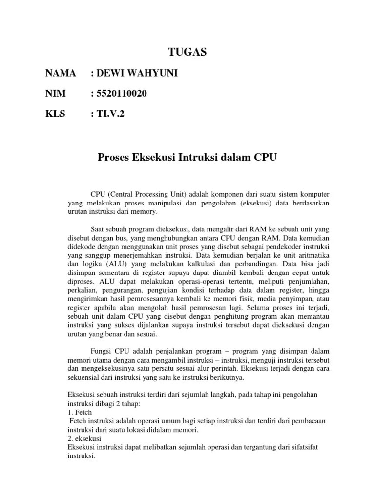Siklus Intruksi, Eksekusi Cpu | PDF