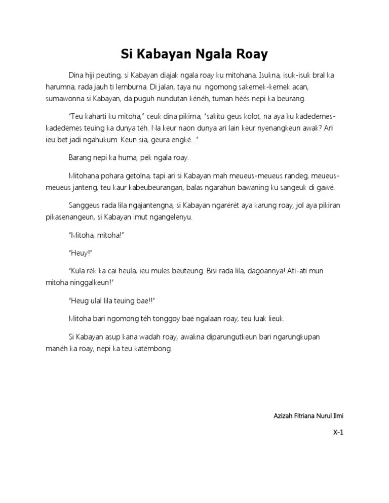 NASKAH DRAMA SI KABAYAN NGALA ROAY