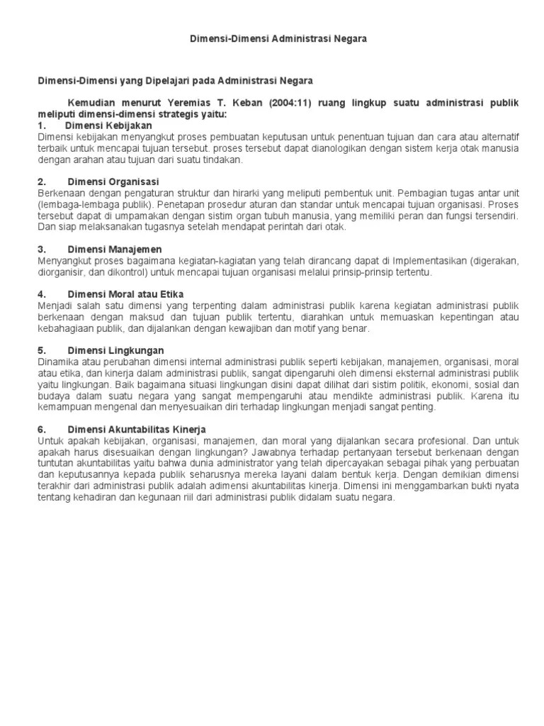 Dimensi Administrasi Negara | PDF