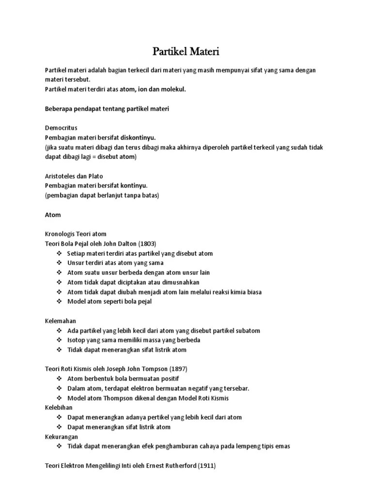 Apa Sih Partikel Materi Itu | PDF