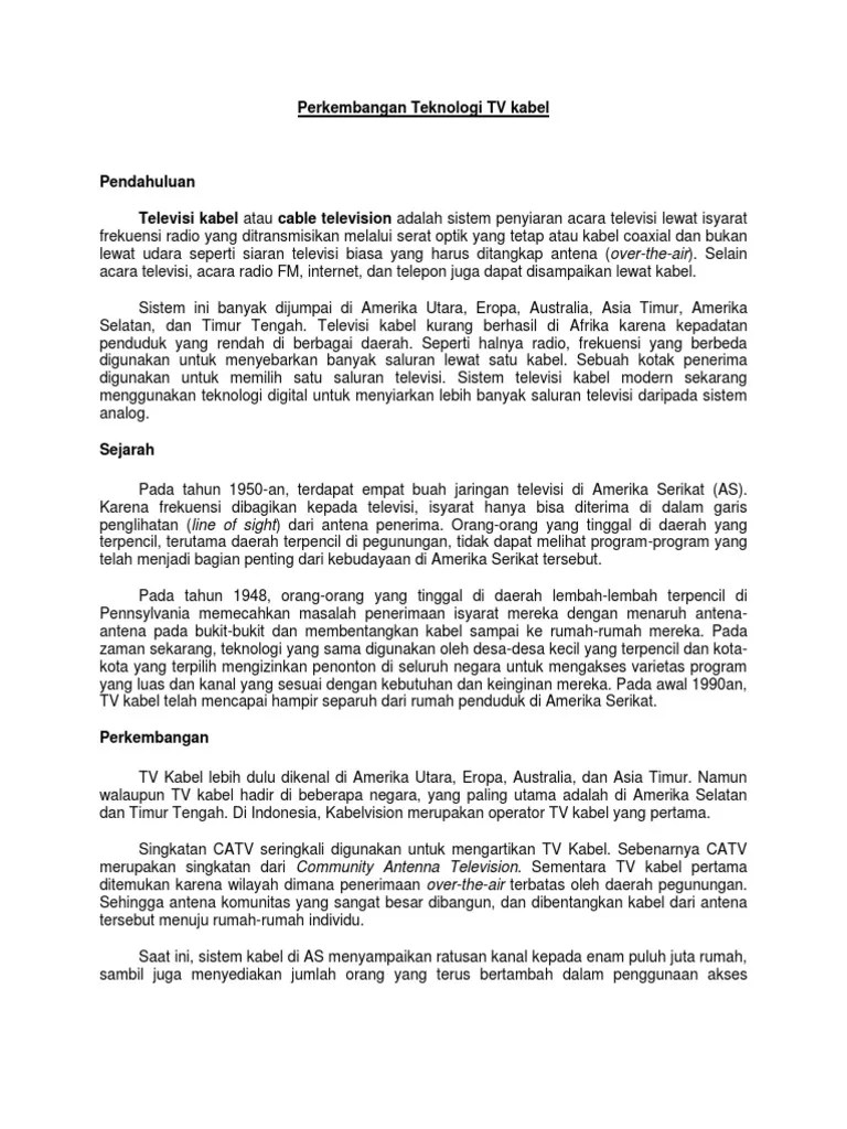 Perkembangan Teknologi TV Kabel | PDF