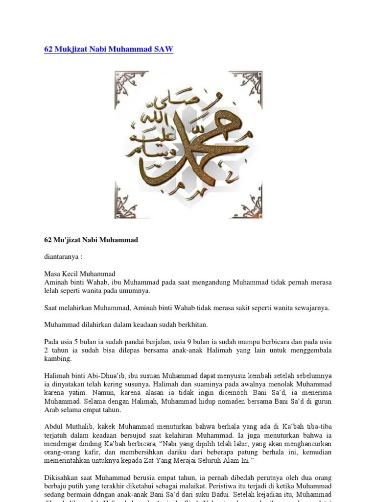 62 Mukjizat Nabi Muhammad SAW | PDF