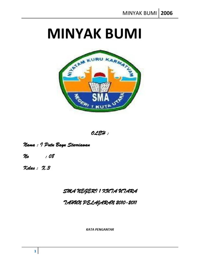 Cover Makalah Kimia Tentang Minyak Bumi - Contoh Makalah