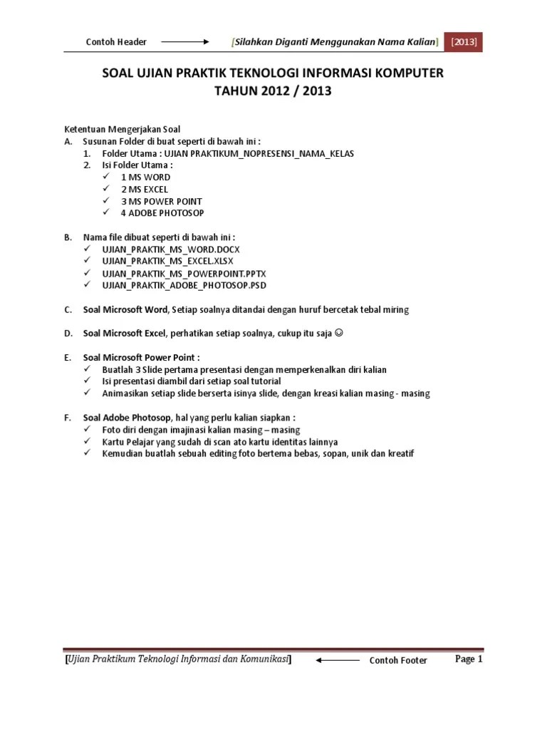 Soal Ujian Praktik Tik | PDF