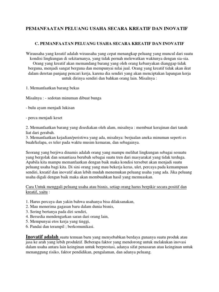 Contoh Peluang Usaha Dari Diri Sendiri – Rasanya