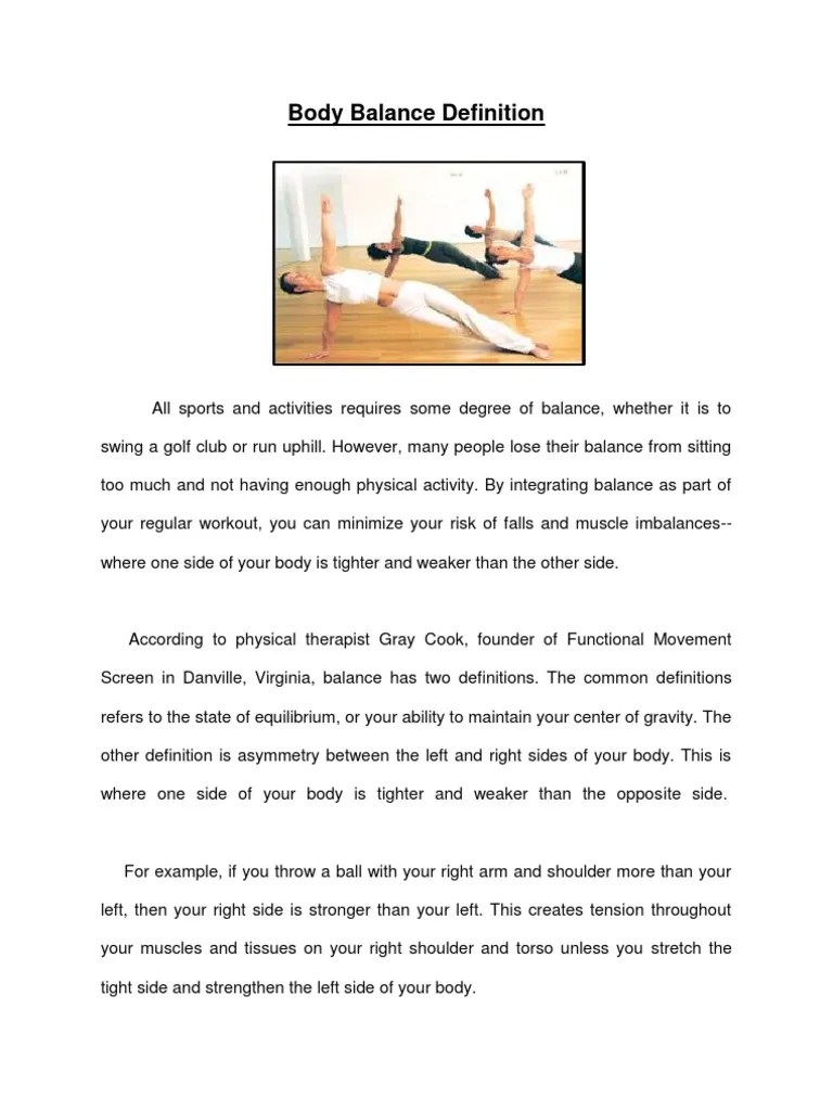 Body Balance Definition | PDF | Physical Fitness | Pilates
