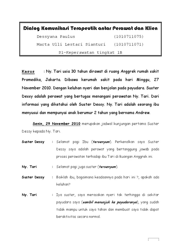Dialog Komunikasi Terapeutik Antar Perawat Dan Klien | PDF
