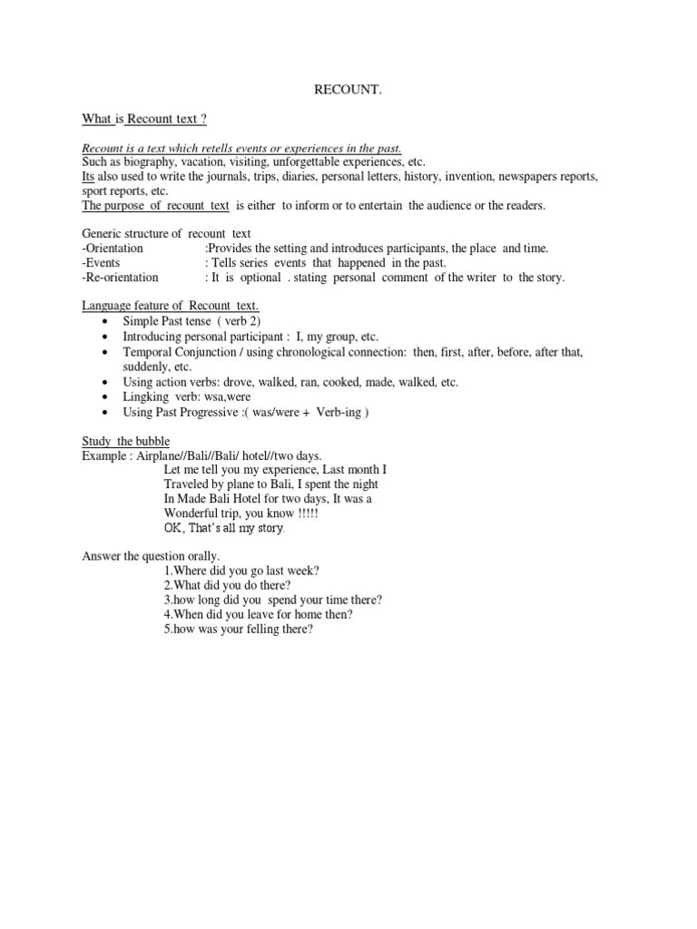 Recount | PDF | Linguistic Morphology | Grammar