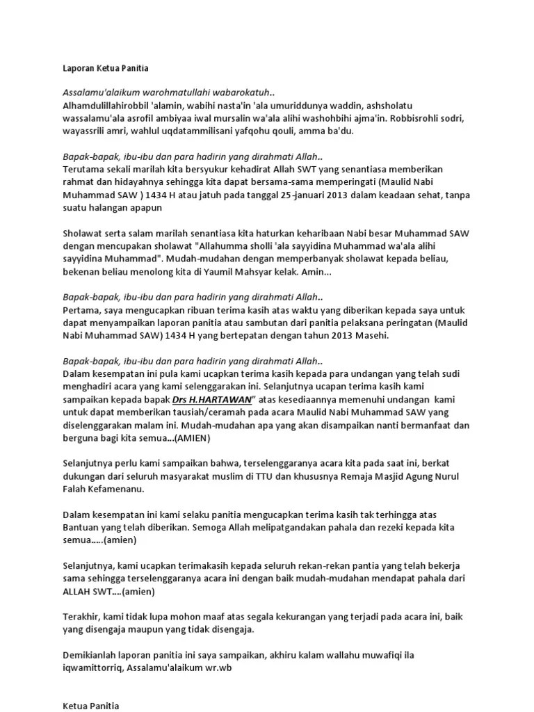 Contoh Kata Sambutan Ketua Panitia | PDF