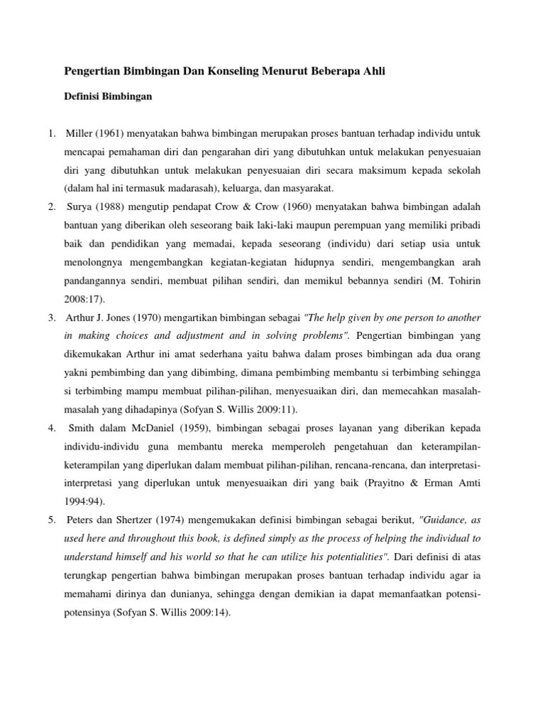 Pengertian Bimbingan Dan Konseling Menurut para Ahli | PDF