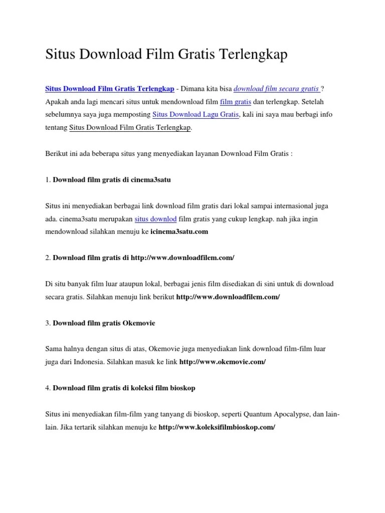 Situs Download Film Gratis Terlengkap