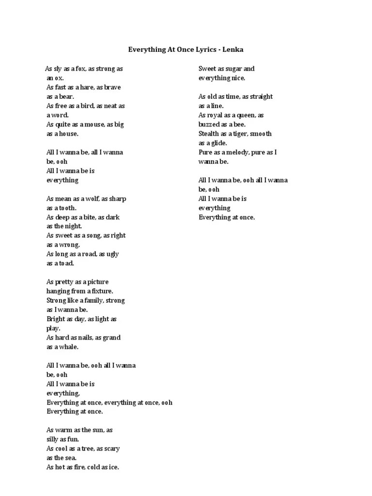 Everything at Once Lyrics | PDF