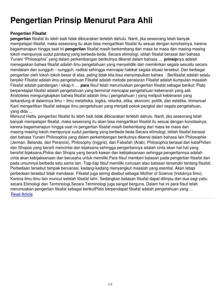 Pengertian Prinsip Menurut para Ahli | PDF