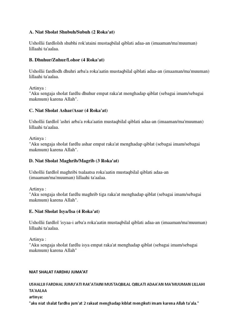 Doa Sholat Subuh Sampai Isya