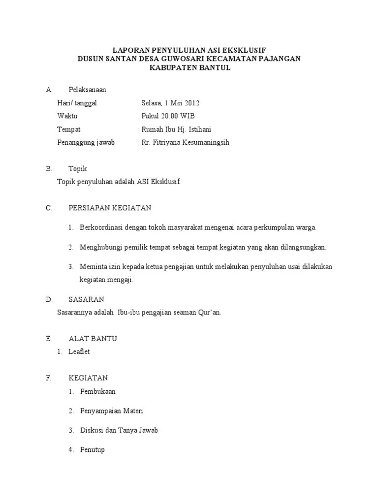 Laporan Penyuluhan Asi Eksklusif | PDF