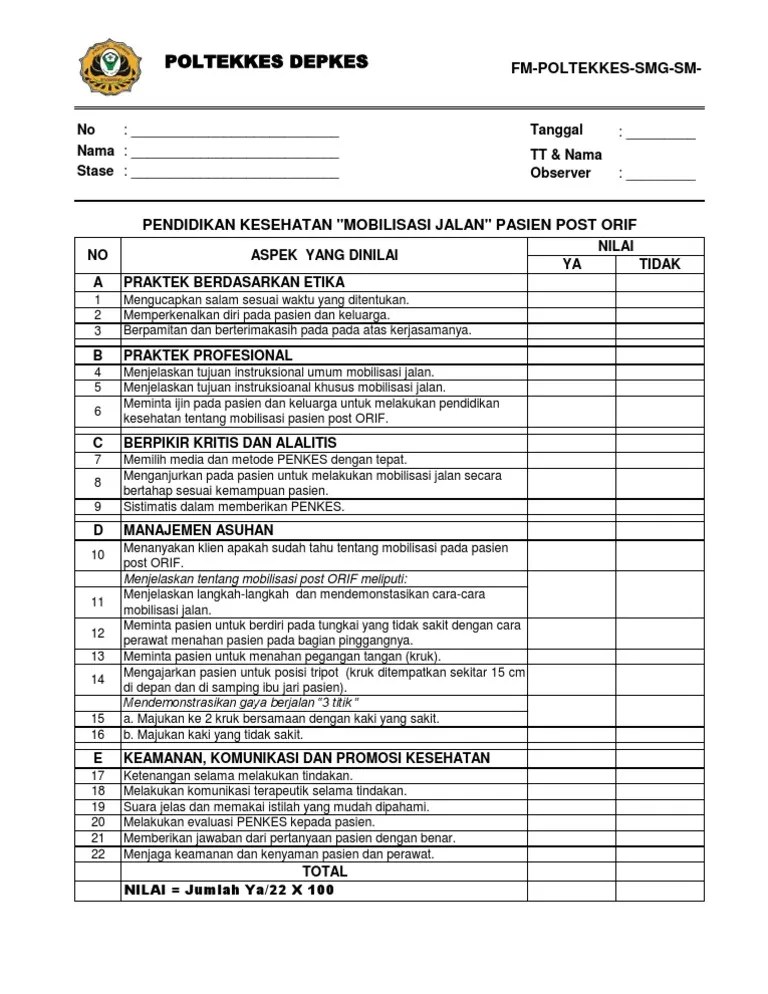 Penkes Mobilisasi Post Orif | PDF