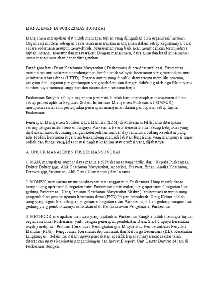 Manajemen Di Puskesmas | PDF