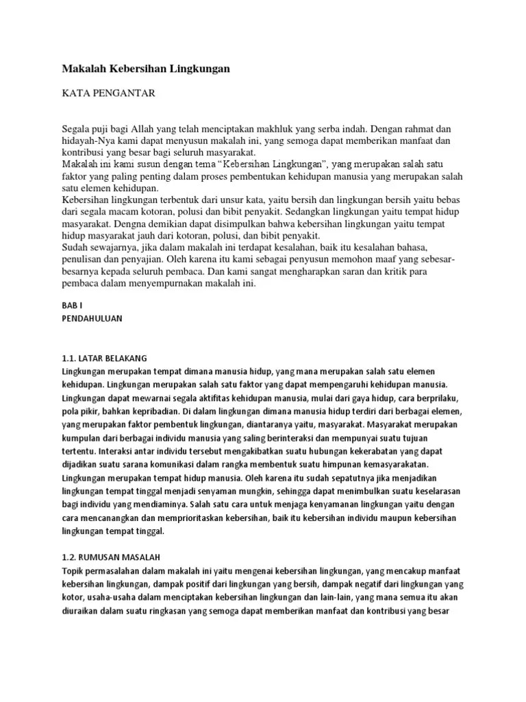 Makalah Kebersihan Lingkungan | PDF