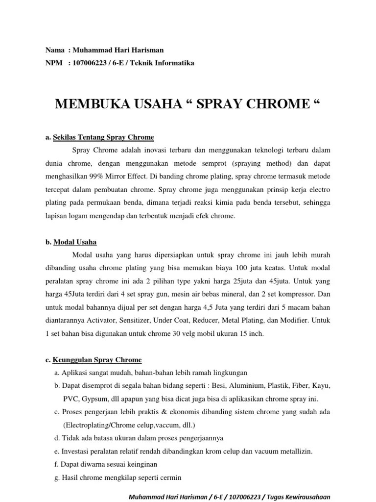 M Hari Usaha Spray Chrome | PDF
