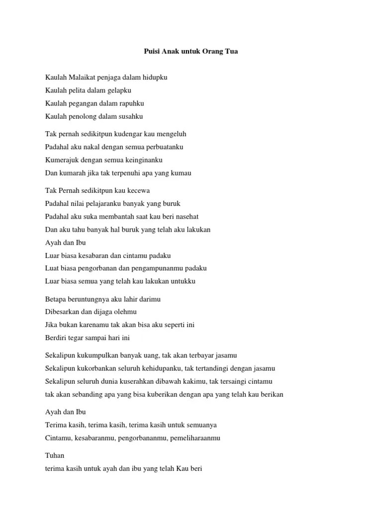Puisi Tentang Terima Kasih Ayah Dan Ibu
