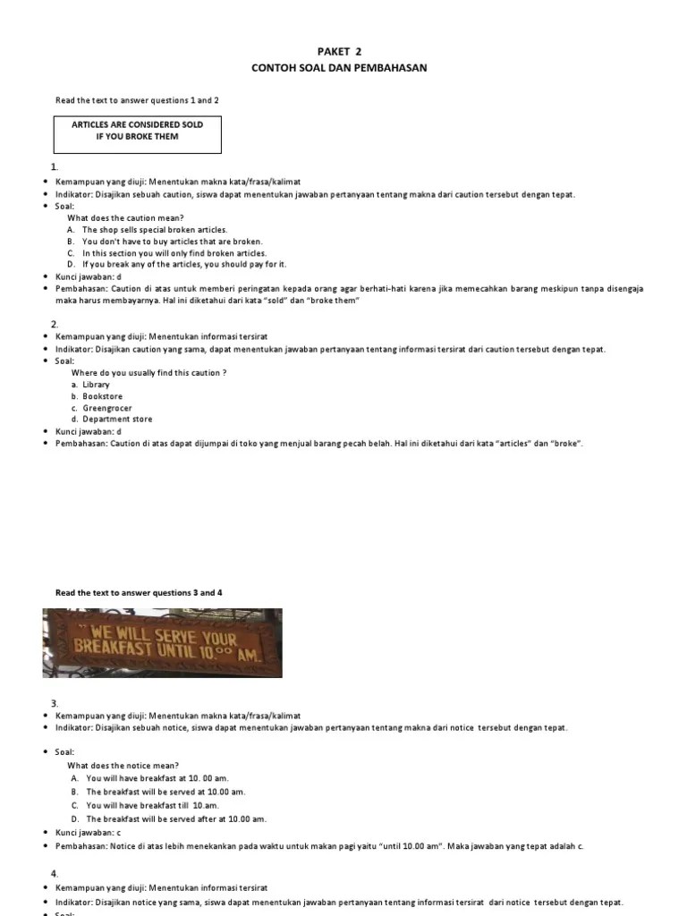Soal Dan Pembahasan Bhs Inggris Paket 2 | PDF