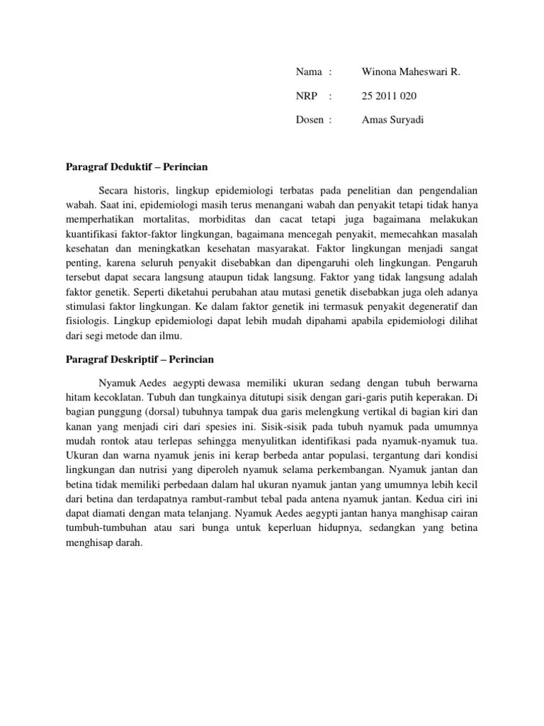 Contoh Paragraf Deduktif, Induktif Dan Deskripsi | PDF