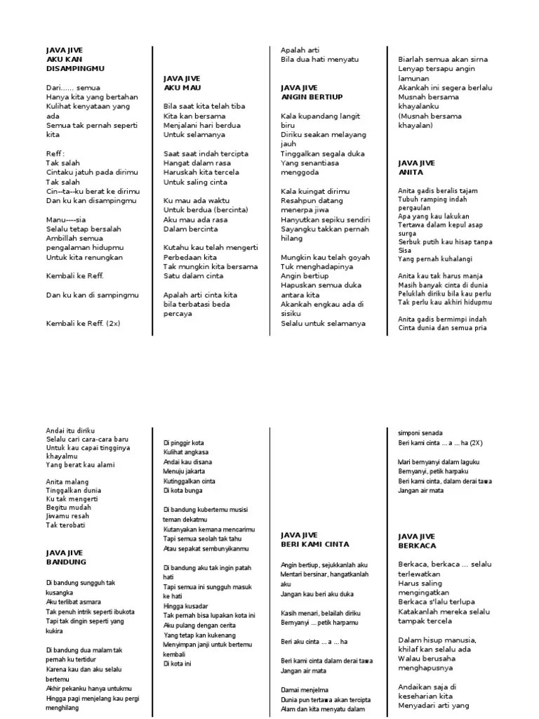 Java Jive Lirik Lagu | PDF