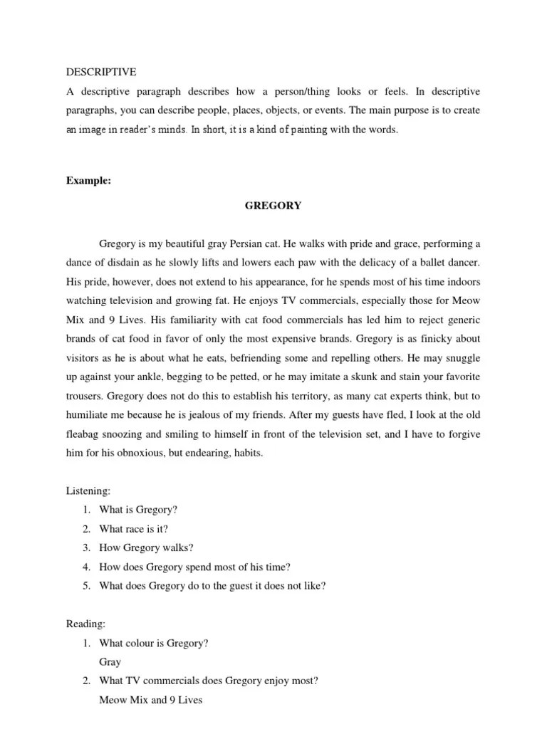 Descriptive Paragraph, Narrative Paragraph, News Item, Advertising | PDF |  Chernobyl Disaster | Narrative